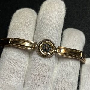 Antique gold filled sweet heart bracelet stretch band blue stones